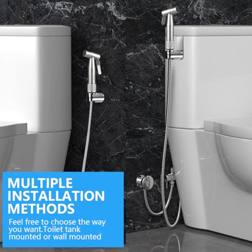HASTHIP® Toilet Spray Gun Pressurized Handheld Sprayer Bidet Hose Stainless Steel Rinser No Drill Universal G1/2 Spray for Installation Kit 4ft Soft Hose 2PCS HASTHIP® Toilet Spray Gun Pressurized Handheld Sprayer Bidet Hose Stainless Steel Rinser No Drill Universal G1/2 Spray for Installation Kit 4ft Soft Hose 2PCS